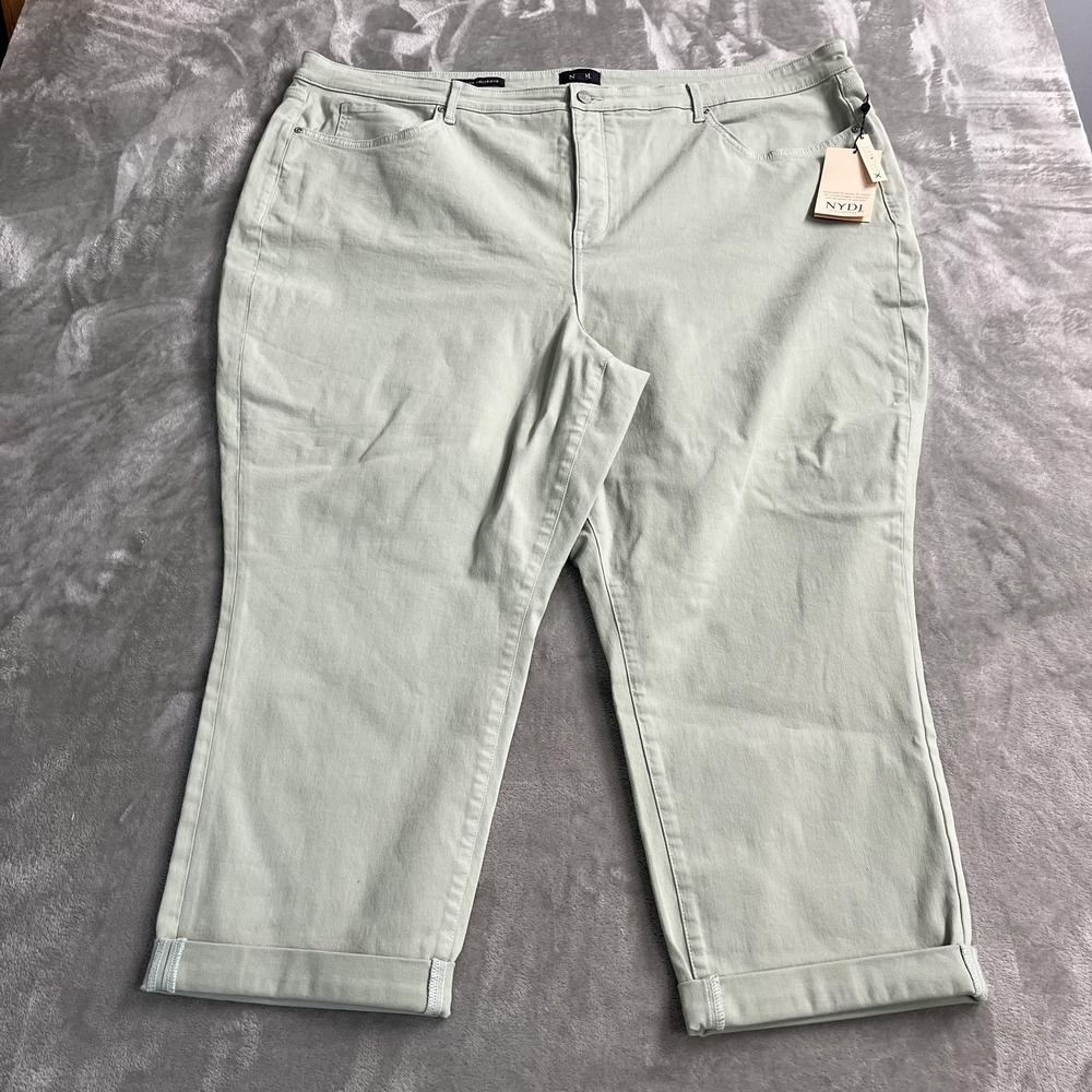 NYDJ Margot Girlfriend Jeans Womens 26WP Green Cuffed Relaxed Lift Tuck NWT